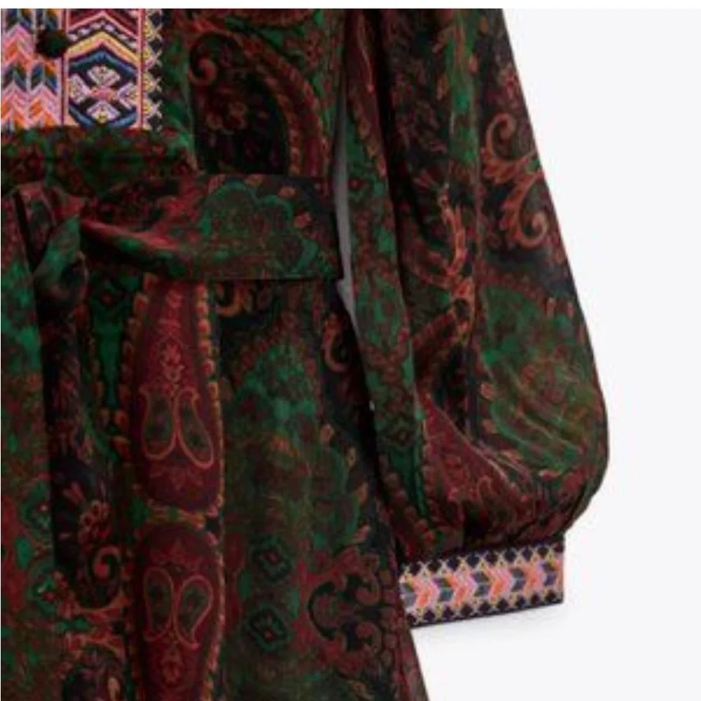 Zara BLOGGERS FAVE/ZARA JACQUARD RIBBON DRESS SIZE S - Picture 5 of 5